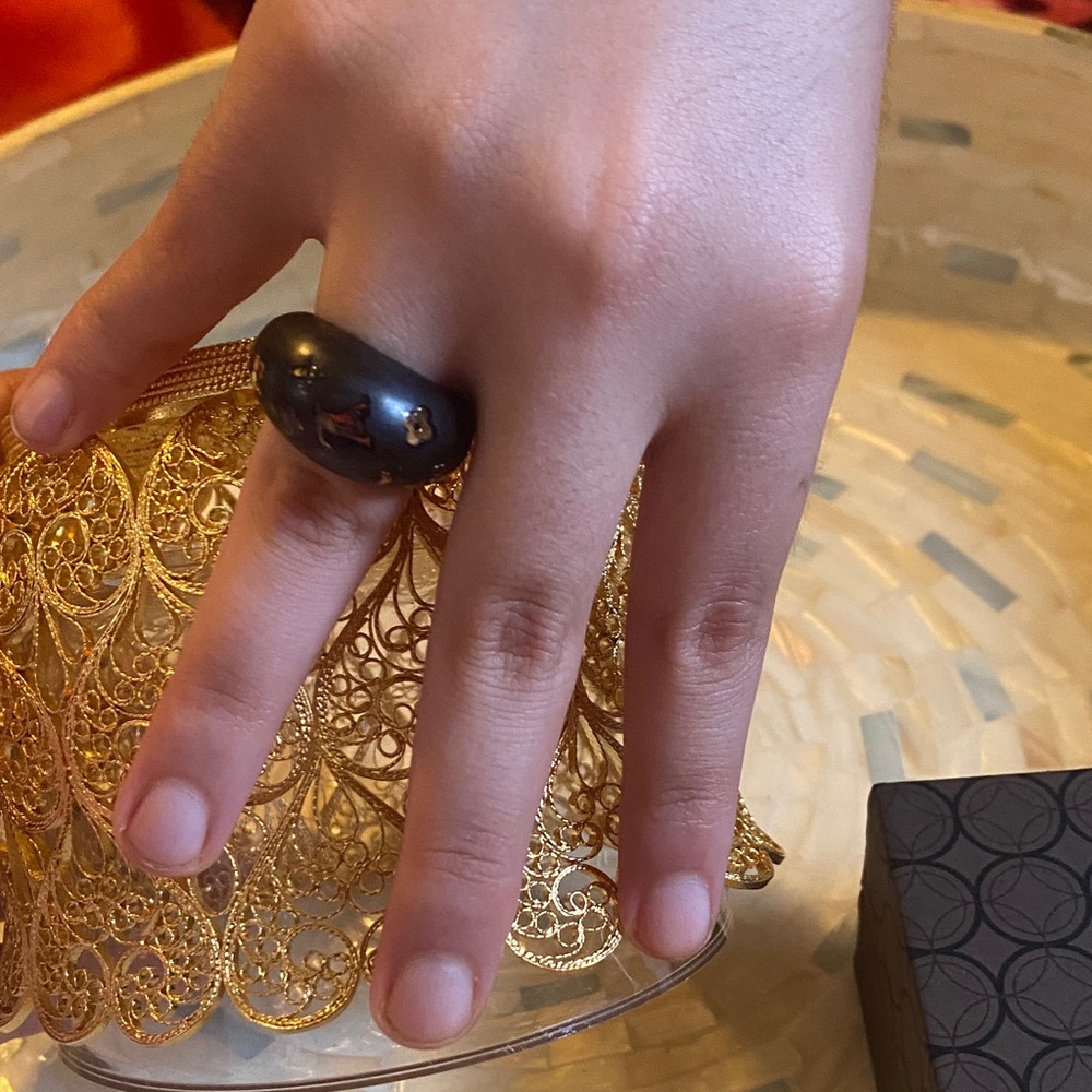 🖤♠️♣️💛❤️‍🔥Louis Vuitton Silvania Wood Sz 6 Ring M GA0132  With Box🎁 - Picture 8 of 15